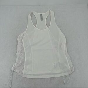ATHLETA Womens White Athletic Tank Top Drawstring sides Mesh detail size: Large